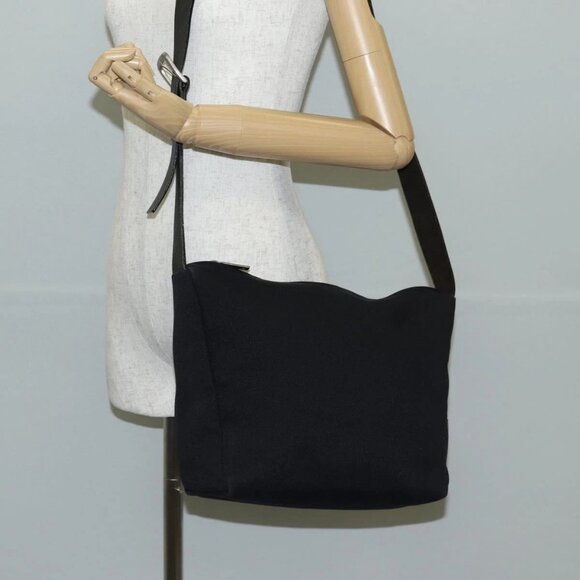 CHANEL Sports Shoulder Bag Canvas Black Silver Auth - Picture 1 of 15